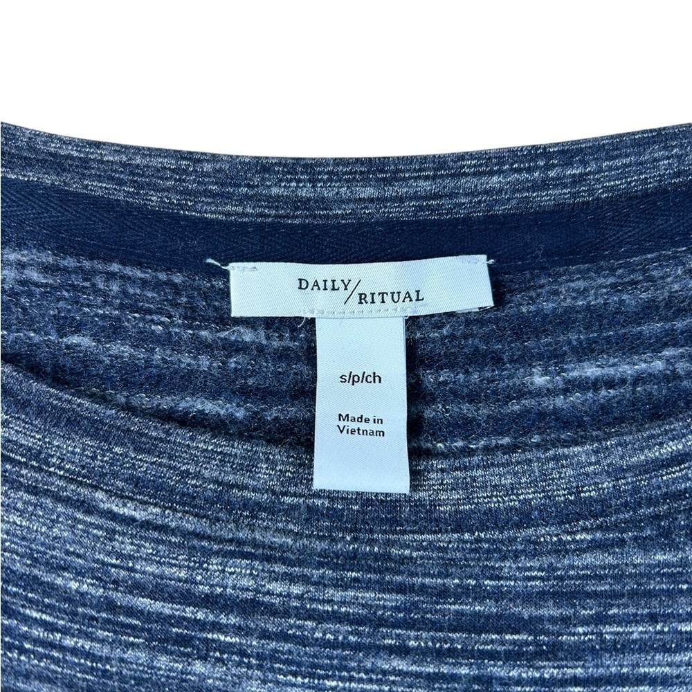 Daily Ritual Knit Dress Sz S Heathered Blue Navy Space Dye Athleisure Travel - Picture 4 of 9
